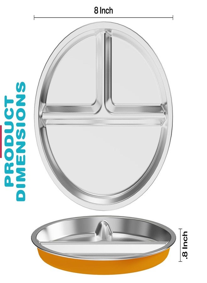 Jayour Kids Stainless Steel Plates with Anti-Slip Silicone Sleeves | Microwave & Dishwasher Safe | Premium Divided Plates for Hassle-Free Eating | Perfect for Toddlers & Kids of All Ages - Set of 4 Plates - Image 3