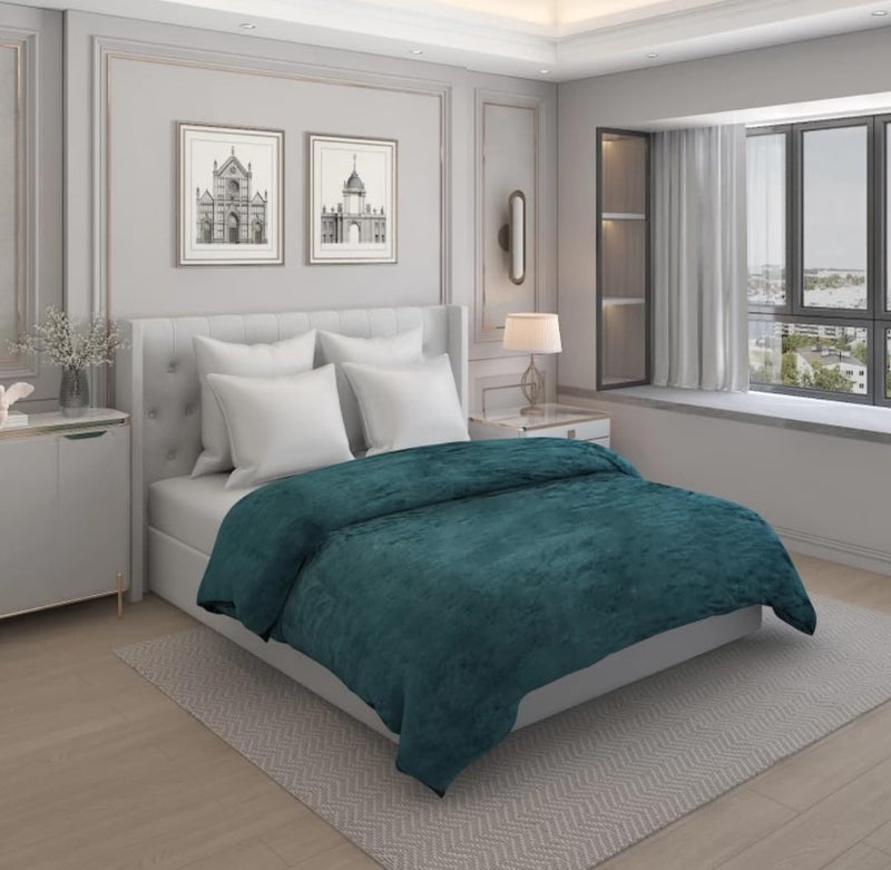 S&S Sands® Super Soft Double Bed Woollen Quilt Cover, 310TC Warm Duvet Cover, Woolen Duvet Cover/Rajai Cover/Blanket Cover/Quilt Cover King Size=90x100 Inches, Winter Blanket Cover (Green) - Image 1