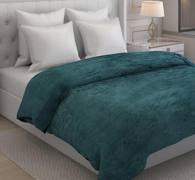 S&S Sands® Super Soft Double Bed Woollen Quilt Cover, 310TC Warm Duvet Cover, Woolen Duvet Cover/Rajai Cover/Blanket Cover/Quilt Cover King Size=90x100 Inches, Winter Blanket Cover (Green) - Image 3