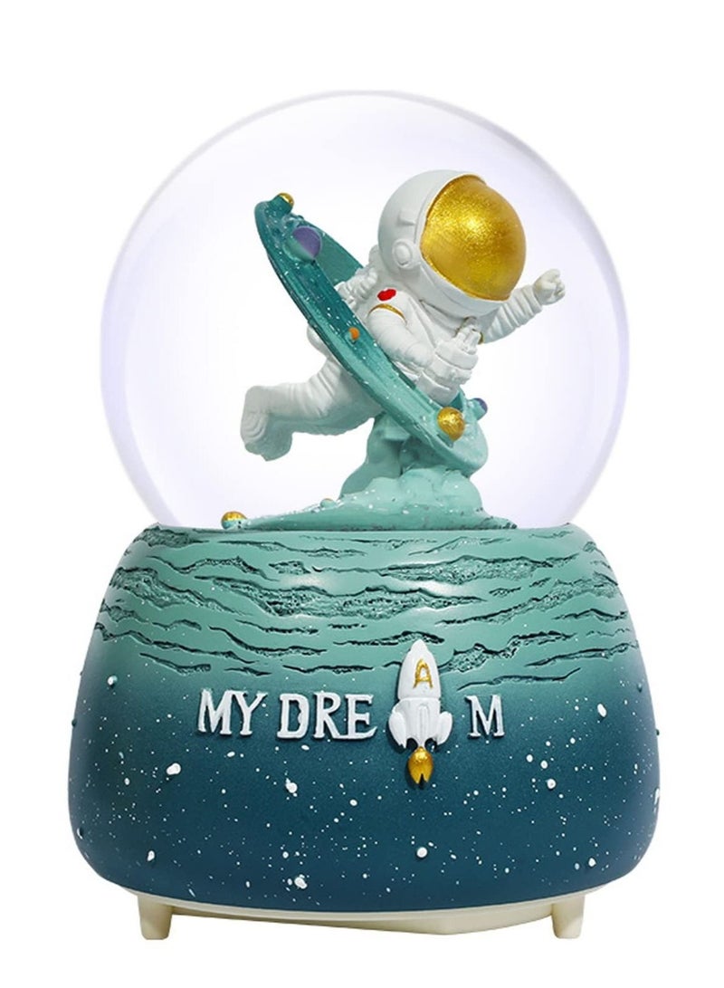 Captaintech Snow Globes for Kids,  80MM Sparkling Astronaut Toy with Music, Astronaut Music Box Birthday Decoration for Boys Girls Age 8-12 - Image 1