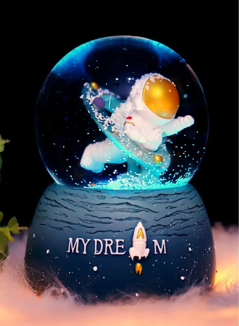 Captaintech Snow Globes for Kids,  80MM Sparkling Astronaut Toy with Music, Astronaut Music Box Birthday Decoration for Boys Girls Age 8-12 - Image 2