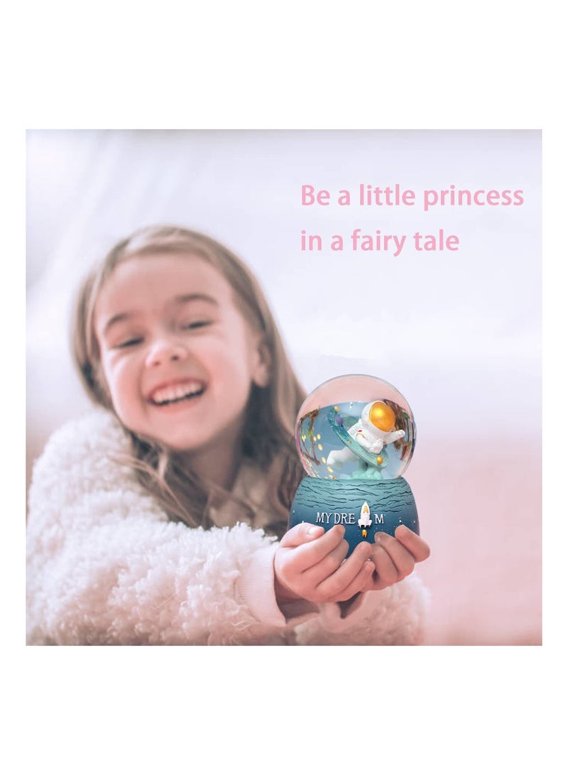 Captaintech Snow Globes for Kids,  80MM Sparkling Astronaut Toy with Music, Astronaut Music Box Birthday Decoration for Boys Girls Age 8-12 - Image 4