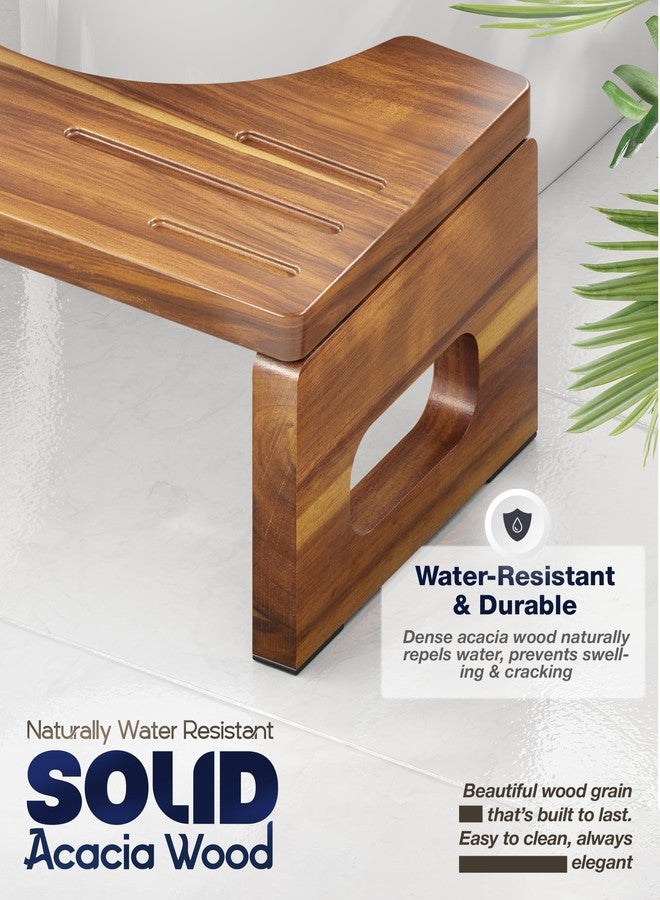 BLUEWEST Acacia Wood Foldable Toilet Stool for Adults, 7 Inch Poop Stool for Bathroom, Non-Slip Toilet Step Stool with Space-Saving Collapsible Design - Image 2