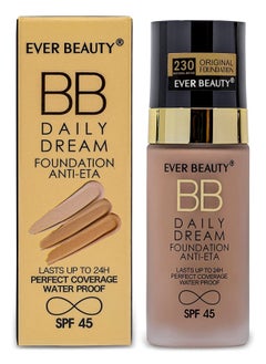 Ever Beauty Everbeauty Daily Dream Ant-Eta Full Coverage BB Cream with SPF 45 Best Flawless Foundation Waterproof Long Lasting Ultra Stay Moisturizer Face Makeup Sunscreen 50ml Natural Beige 