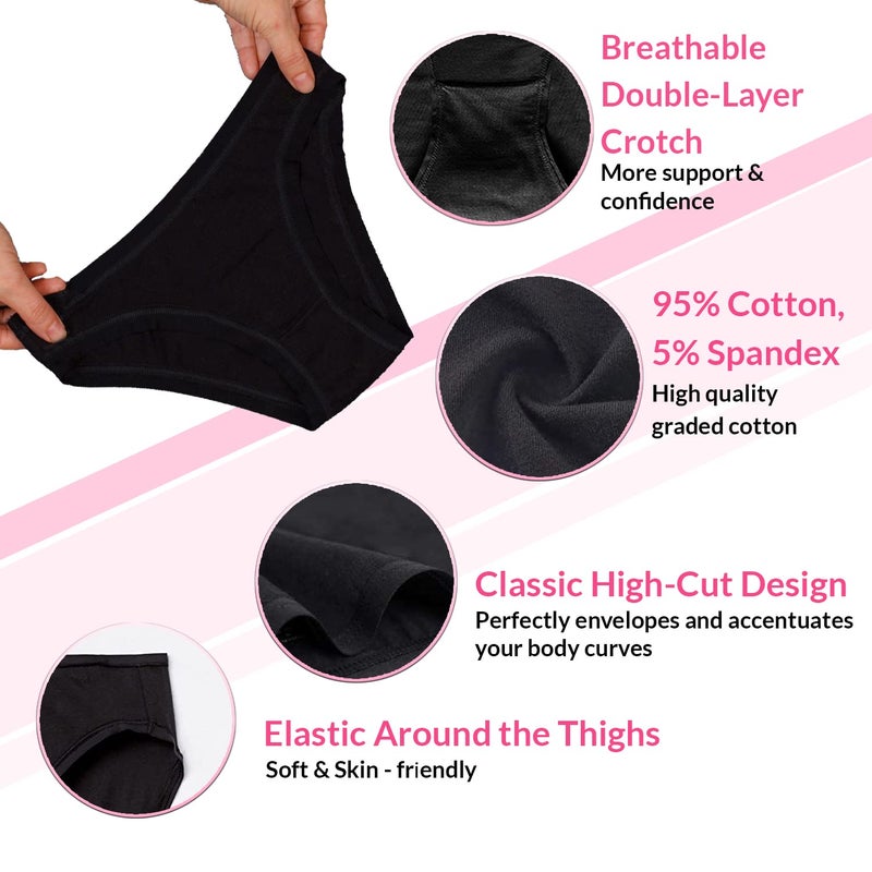SNM Apparels Womens Underwear- Cotton Underwear for Womenâ€“ Soft, Breathable, Lightweight, Stretch, Hipster Panties For Ladies (7-Pack Black, Large) - Image 2