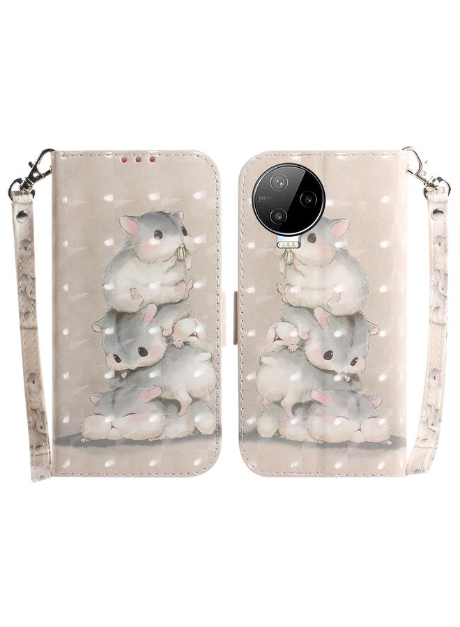 زبون جراب لهاتف Infinix Note 12 Pro 4G، جراب جلدي ثلاثي الأبعاد ملون أفقي قابل للطي - Image 1