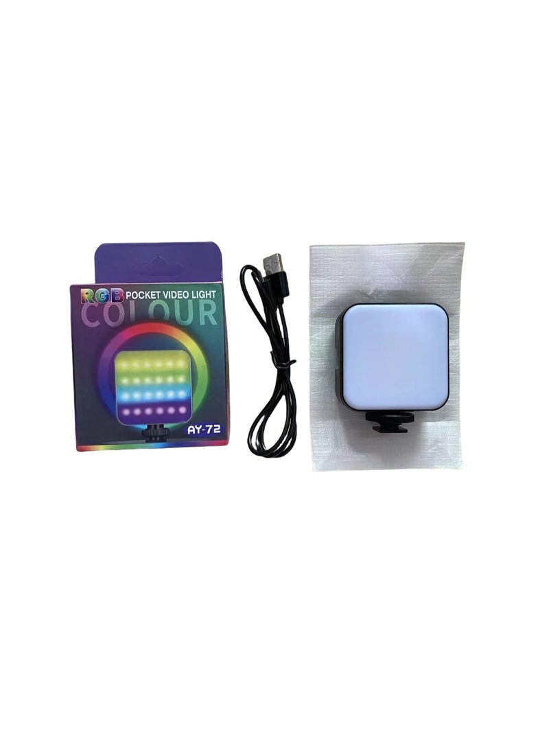RGB Mini LED Video Fill Light, Wireless Rechargeable Ring Lamp for Makeup Video Live Studio, AY-72 - Image 1