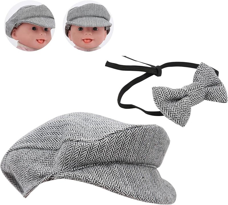 Gentleman Style Baby Photography Props Top Hat And Bow Tie Set Black White - Image 3