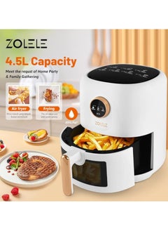 ZOLELE Zolele ZA004 Electric Air Fryer 4.5L Capacity Non-Stick Coating Frying Basket Knob Control Temperature 80-200 Degree Celsius 4D Hot Air Circulation Pull Pan Automatic Power Off s1400W Power - Black  - Image 2