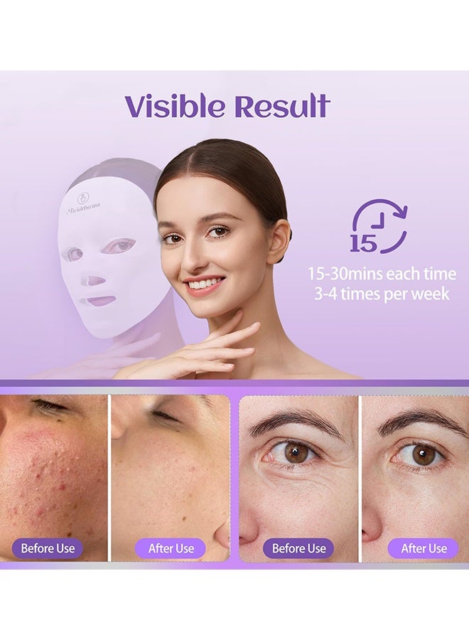 7-1 Colors LED Facial Skin Care Mask With Neck Wrinkle Patch,  Red Light Mask for Face, Facial Skincare At Home, Portable and Rechargeable - Image 2