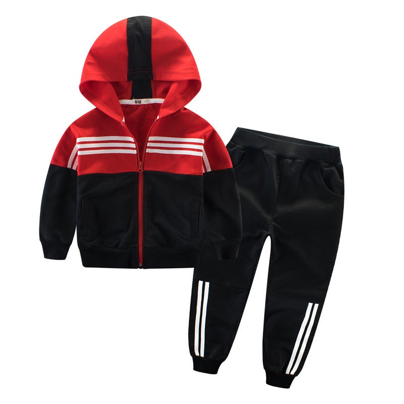 2024 Autumn Kids Set Korean-style Sporty Outfit DT3710 Black Red 