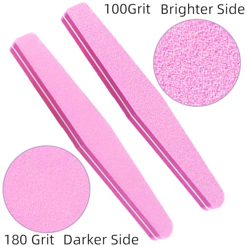 TKYZMS 10 Pack 100/180 Grit Nail Files and buffers,Double Sided Nail Files,Nail Buffer Block,Fingernail File,Sponge Buffing Nail File,for Acrylic/Natural Nails(Pink) - Image 3