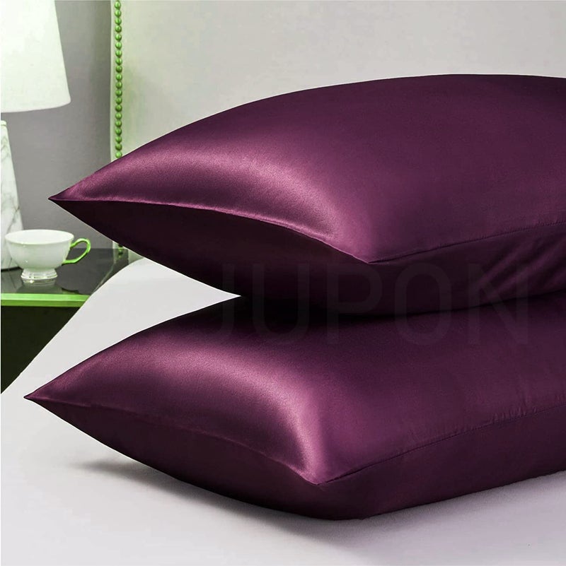 JUPON Standard Silk Pillow Cover Set of 2 - Violet Silk Pillow Cases for Hair and Skin 20x30 inches, Mulberry Silk with Envelope Closure - Image 2