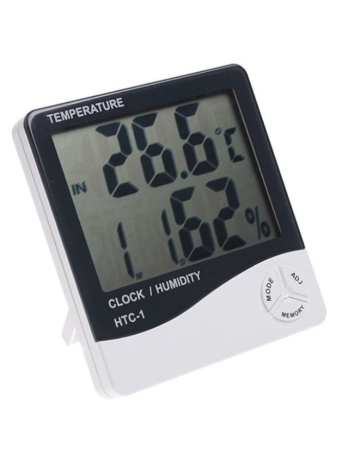 Digital LCD Temperature And Humidity Clock Black/White  - Image 1