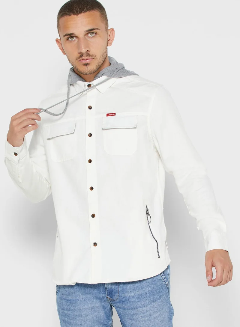 Lee Cooper Pocket Detail Relaxed Hooded Shirt