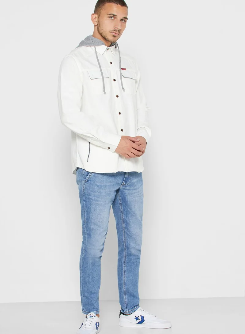 Lee Cooper Pocket Detail Relaxed Hooded Shirt