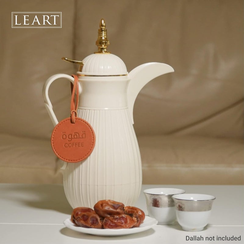 LeArt Dallah Flask Tags, تعليقات الدلال - Dallah Coffee Pot, Tea and Coffee Tag | للشاي تعليقة للقهوه و تعليقة | Dallah Tag (Caramel - Set of 3) - Image 2