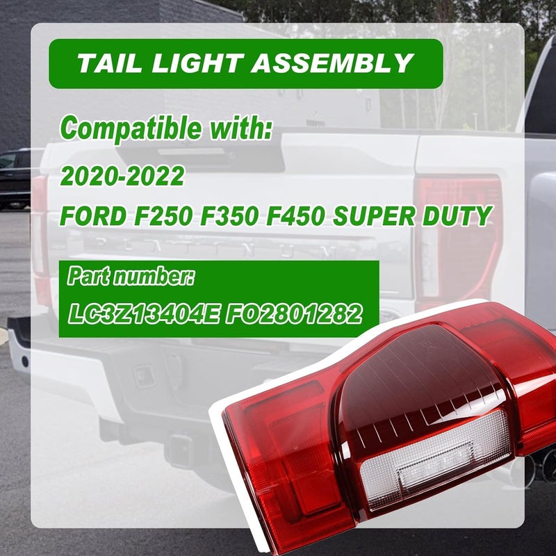 Lochnchn LED Tail Rear Light Assembly for Ford F250 F350 F450 Super Duty 2020-2022 - Right Passenger Side - Image 2