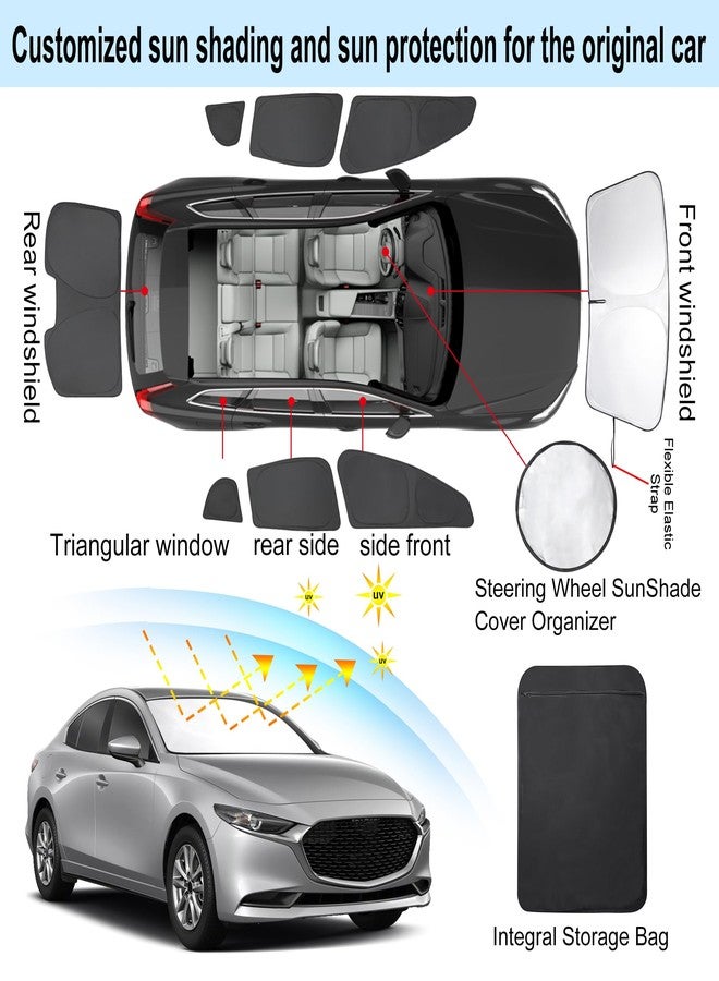 LHFLIVE 8PCS Windshield Sun Shade Custom Fit for 2019-2024 Mazda 3 Accessories Foldable Sunshade Side Rear Window Shade Cover Full Set Privacy Protection Keeps Car Cool - Image 3