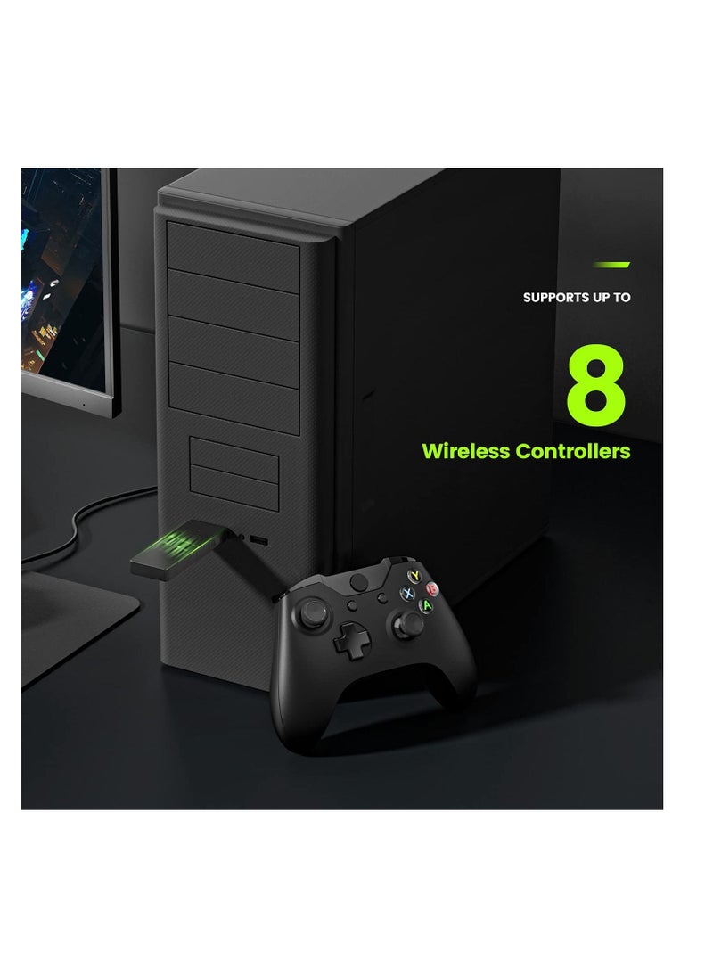 Wireless Adapter，Convert PC Receiver, Compatible with Xbox One Controller for Windows 10/8.1/8/7，Xbox Accessories