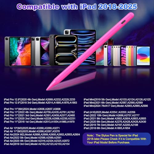 SuitMeeUp Stylus Pen for iPad 11th/10th 2025–2018 Active Pencil Pro with Palm Rejection 2Pack Stylus Pencil Pen for iPad 11/10/9/8/7/6th,iPadPro 12.9/11/13inch M4,Air 3/4/5/M2/M3,Mini A16/5th/6th - Image 3