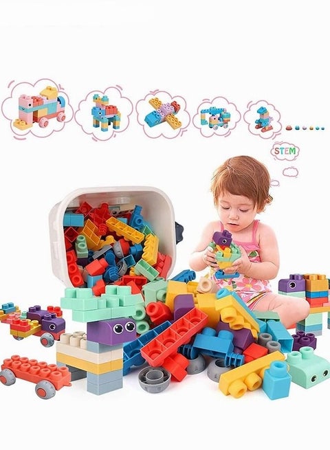 80-Piece Large Construction Block Toys For Toddler Safe Playing Learning Stacking Block