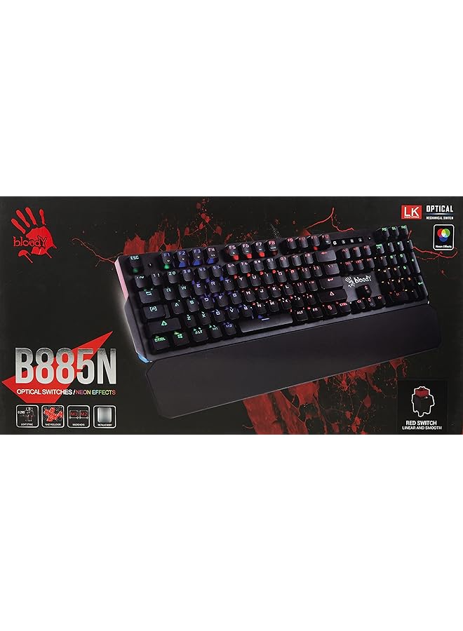 Bloody B885N (Red Blue Switch) Light Strike Optical Technology Rgb Mechanical Gaming Keyboard Long Lasting Typing Sound Dual Programmable Keys Neon Glare Metallic Body Windows 7/8 /8.1/10 Or Later - Image 4