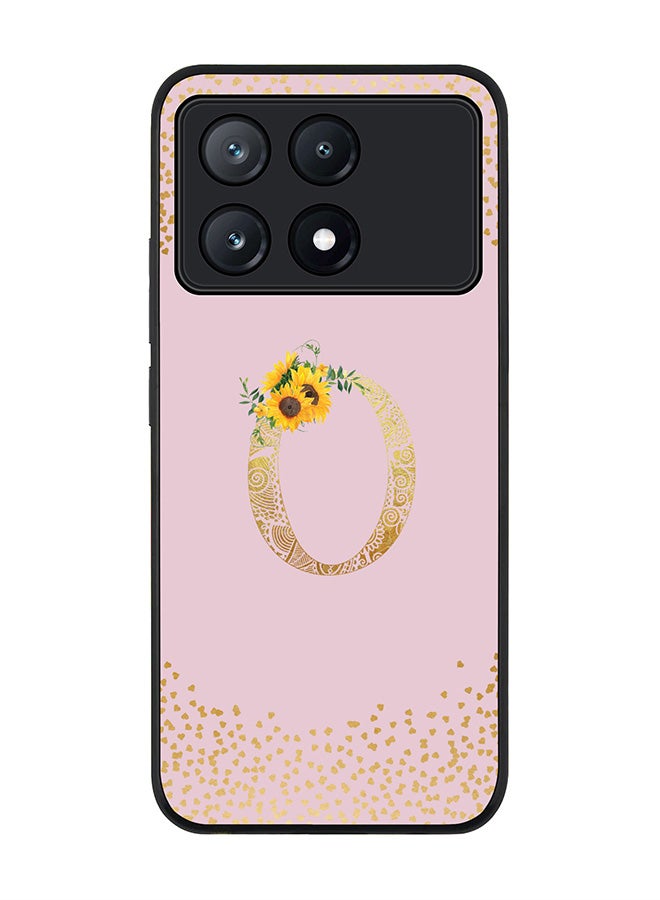 Stylizedd Rugged Black Edge Case for Xiaomi Poco X6 Pro, Slim fit Case Cover- Custom Monogram Initial Letter Mandala Floral Pattern Alphabet - O(Pink) - Image 1