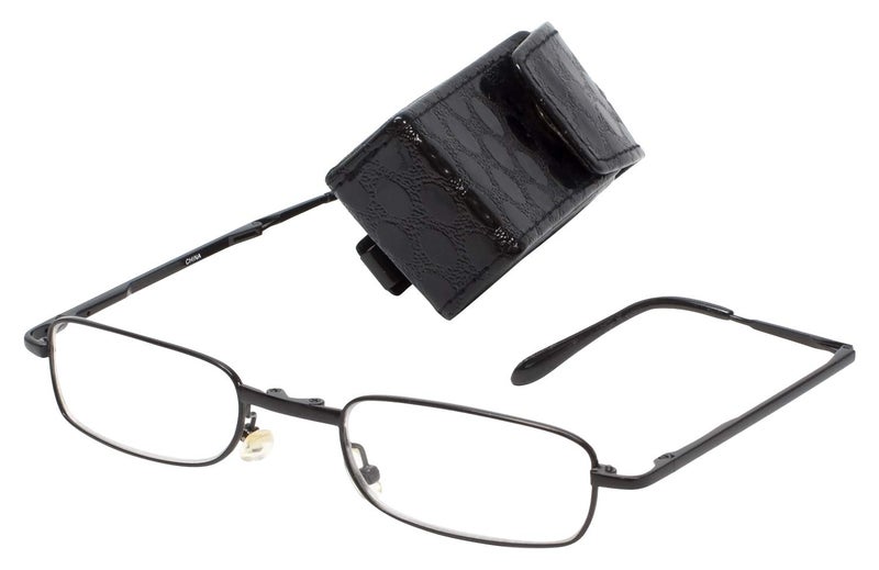 Calabria 308 Folding Reading Glasses +4.00 Black Men Women Slim Foldable Pocket Reader Spring Hinge Eyeglass Compact w/Case - Image 5