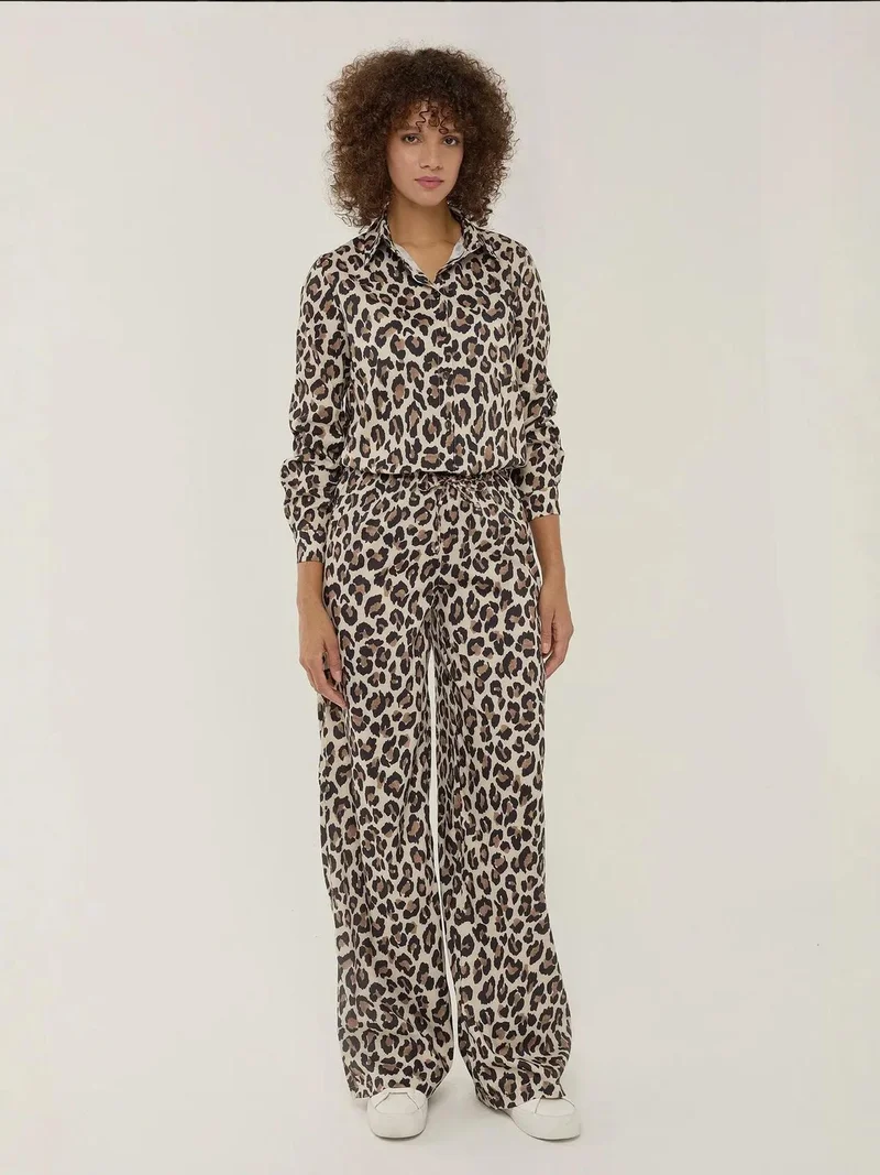 Leopard Print Straight Leg Pants