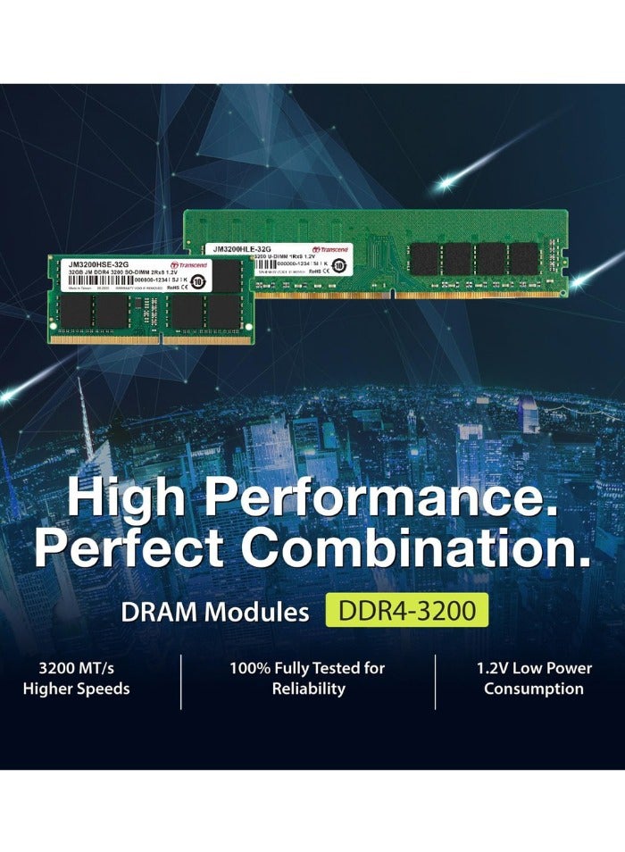 Transcend JetRAM SODIMM 16GB DDR4 3200 Mhz | CL22 1.2V | JM3200HLE-16G | Desktop Memory RAM - 5inch green - Image 3