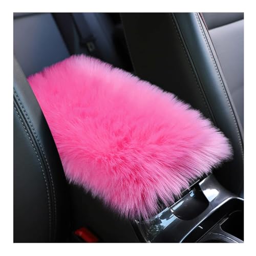 Suvnie Furry Car Center Console Cover 11879 Sheepskin Wool Armrest Box Cushion Pad Comfort Soft Auto Center Console Protector Interior Decor Accessories for Most Vehicles Dark Pink - Image 1