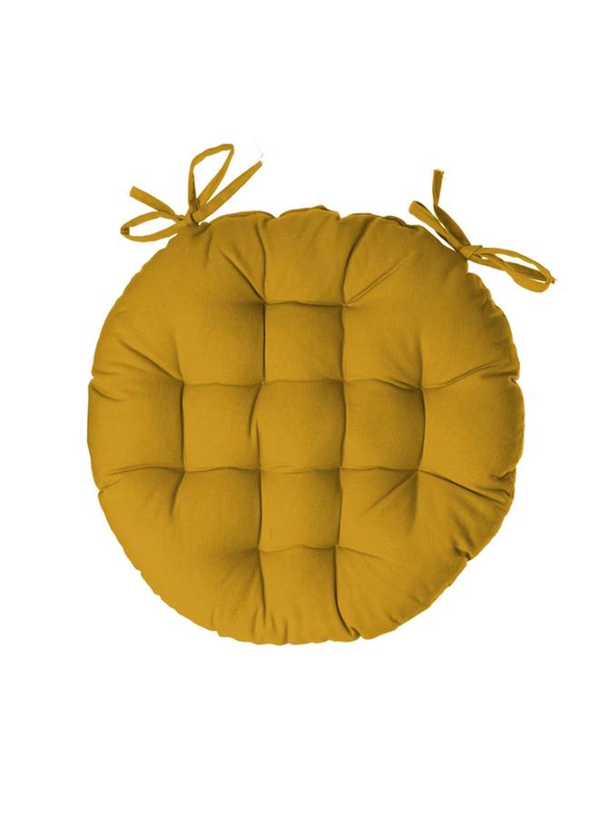 atmosphera Premium Quality Cotton Round Chair Pad Ochre 38 x 38cm 131649R - Image 1