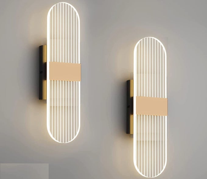 PACK OF 2 MODERN LED 15WATT ROUND SHAPE NORDIC SCONCE TRANSPARENT INDOOR HOME ACRYLIC WALL LAMP WARM WHITE 2 ROUND SHAPE