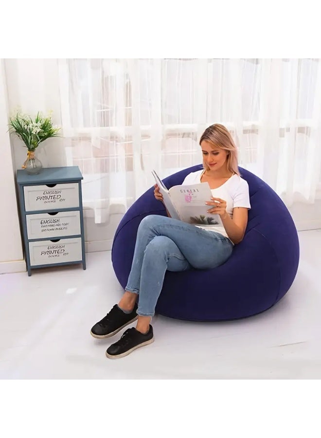 1pc Modern Grey PVC Bean Bag Chair, Large Inflatable Lazy Sofa with Cord Embellishment, No Filling, Suitable for Indoor & Outdoor Living Room Seating - Image 5