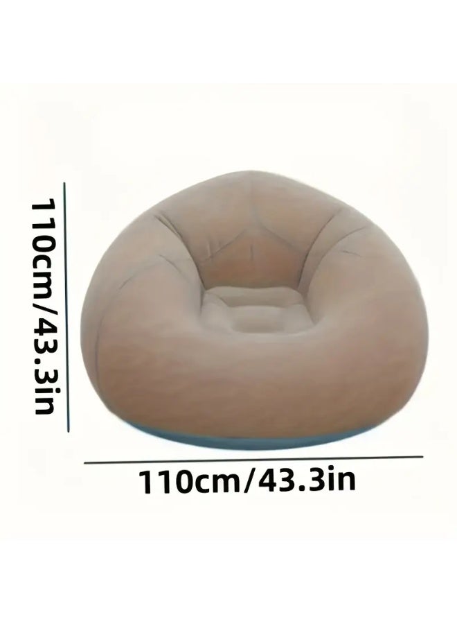 1pc Modern Grey PVC Bean Bag Chair, Large Inflatable Lazy Sofa with Cord Embellishment, No Filling, Suitable for Indoor & Outdoor Living Room Seating - Image 3
