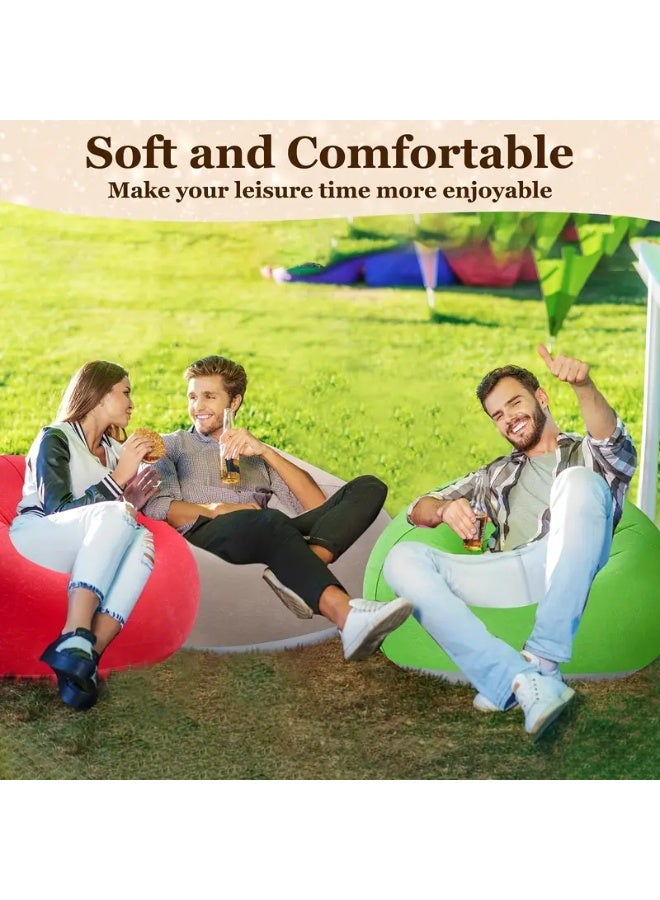 1pc Modern Grey PVC Bean Bag Chair, Large Inflatable Lazy Sofa with Cord Embellishment, No Filling, Suitable for Indoor & Outdoor Living Room Seating - Image 2