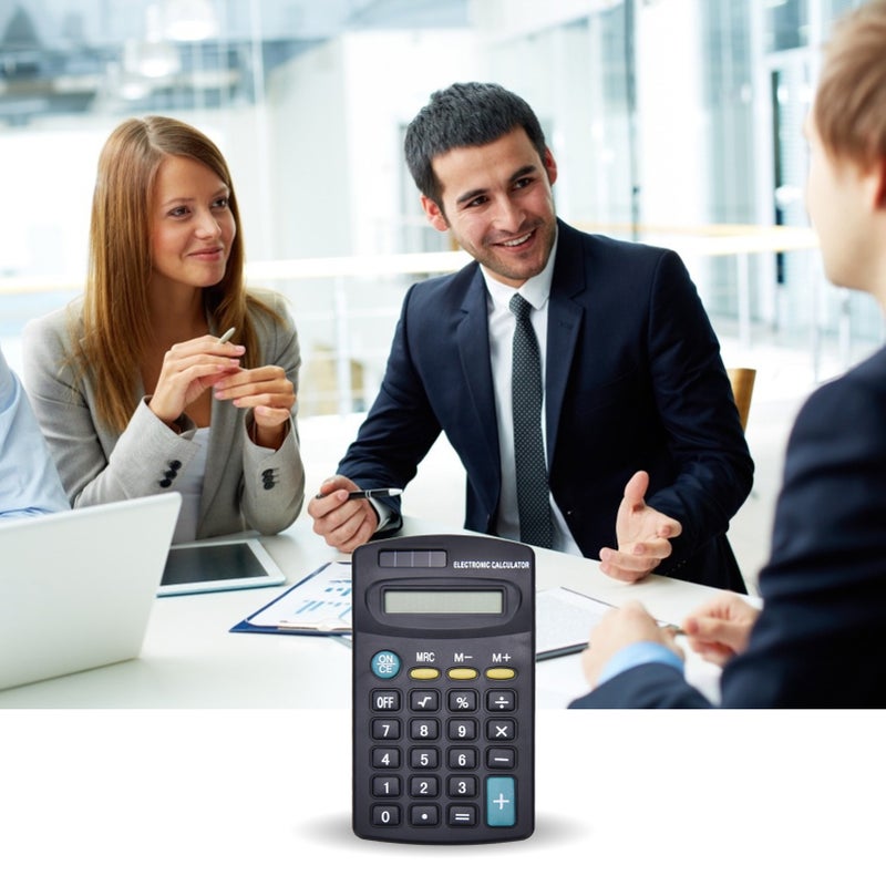 آلة حاسبة صغيرة شاشة LCD ثمانية أرقام آلة حاسبة صغيرة بحجم جيب أنيق 4.37 × 2.44 بوصة لاستخدام الطلاب أداة حساب محمولة للمكتب والمنزل والمدرسة والحسابات والتخطيط المالي - Image 3