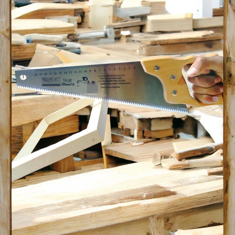 Professional Hand Wood Saw, 35cm Wooden Handle, Steel Blade, Fast Cutting for Woodworking - Image 2