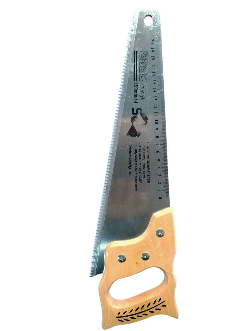 Professional Hand Wood Saw, 35cm Wooden Handle, Steel Blade, Fast Cutting for Woodworking - Image 1