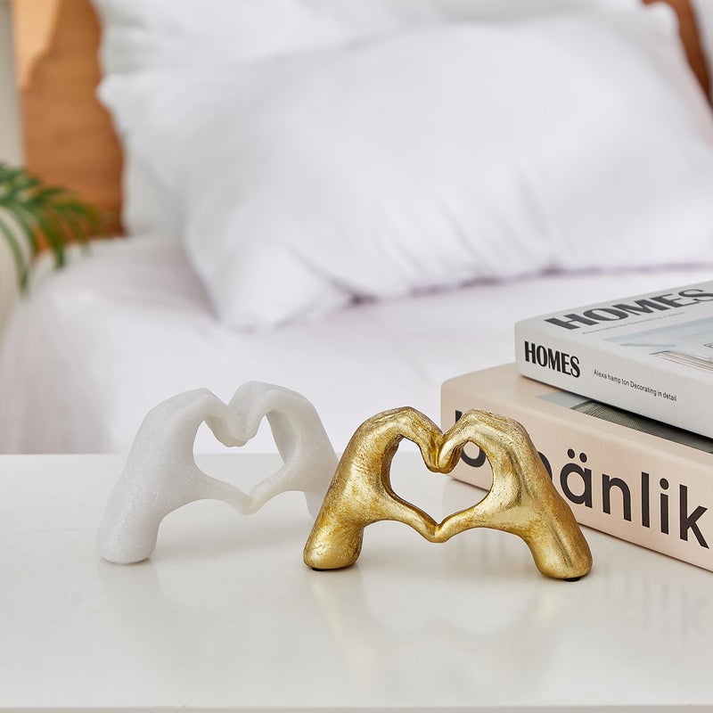 OTARTU Heart Hands Sculpture Gold Living Room D?cor  Cute Gesture Heart Shaped Decoration  Modern Love Statue Finger I Love You Hands Heart Art Sculpture Home Wedding Decoration (Gold) - Image 5