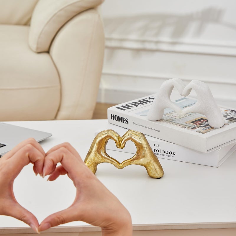 OTARTU Heart Hands Sculpture Gold Living Room D?cor  Cute Gesture Heart Shaped Decoration  Modern Love Statue Finger I Love You Hands Heart Art Sculpture Home Wedding Decoration (Gold) - Image 4