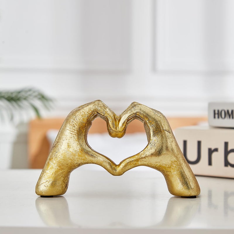 OTARTU Heart Hands Sculpture Gold Living Room D?cor  Cute Gesture Heart Shaped Decoration  Modern Love Statue Finger I Love You Hands Heart Art Sculpture Home Wedding Decoration (Gold) - Image 2
