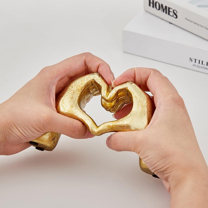 OTARTU Heart Hands Sculpture Gold Living Room D?cor  Cute Gesture Heart Shaped Decoration  Modern Love Statue Finger I Love You Hands Heart Art Sculpture Home Wedding Decoration (Gold) - Image 3