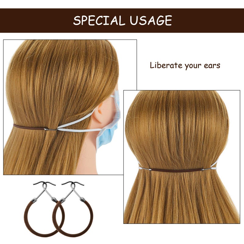 Hotop 15 Pieces Elastic Hook Hair Tie Styling Ponytail Holder Hooks Cord for Long Curly Hair(Brown) - Image 5