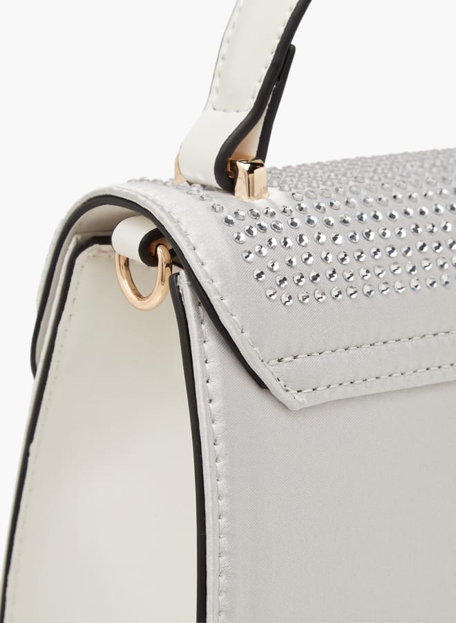 Paprika Women's Embellished Satchel Bag with Detachable Chain Strap and Flap Closure Ramadan Collection - Image 5