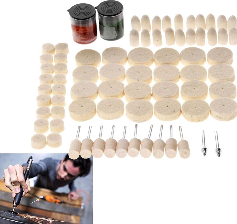 DIY Crafts Accessory, Felt Point Polishing Tool Wool Felt Buffing Mounted Point (Cylindrical, White) for Polishing (5 Pcs Kit, Only 4 Type Felt Pad Cone 1 Mandrel) GBIN - Image 4