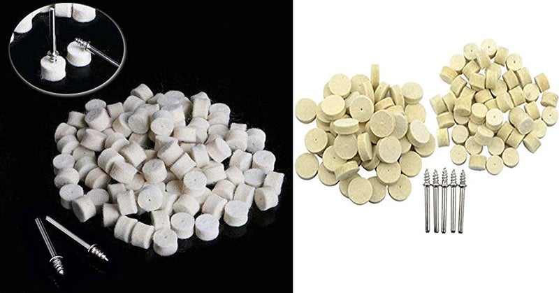 DIY Crafts Accessory, Felt Point Polishing Tool Wool Felt Buffing Mounted Point (Cylindrical, White) for Polishing (5 Pcs Kit, Only 4 Type Felt Pad Cone 1 Mandrel) GBIN - Image 5