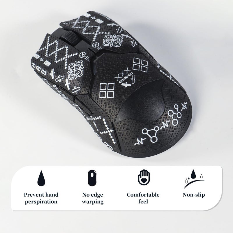 immoenuc شرائط لاصقة لقبضة الماوس من immoenuc لماوس Razer Viper/Viper Ultimate، مانعة للانزلاق، ذاتية الالتصاق، مقاومة للعرق، إكسسوارات لماوس الألعاب (باللون الأسود) - Image 4