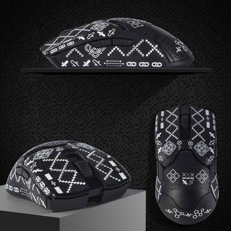 immoenuc شرائط لاصقة لقبضة الماوس من immoenuc لماوس Razer Viper/Viper Ultimate، مانعة للانزلاق، ذاتية الالتصاق، مقاومة للعرق، إكسسوارات لماوس الألعاب (باللون الأسود) - Image 3